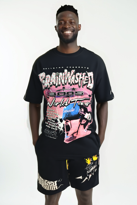 SELLSTAR “Brainwashed 3000” World Tour Graphic T-Shirt – Black Cyber Edition