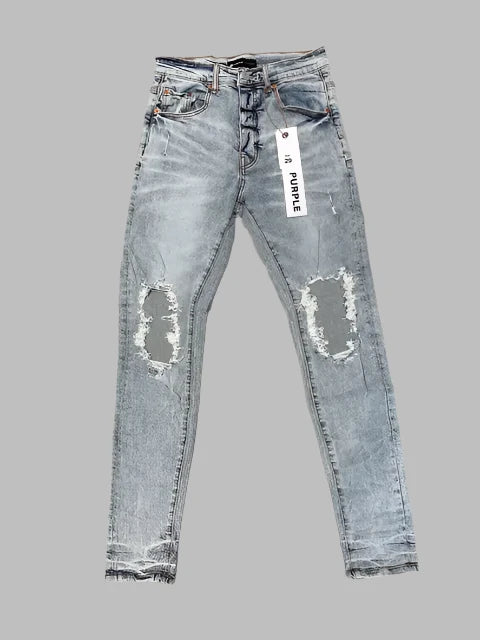 Men's Striped Ripped Denim Jeans