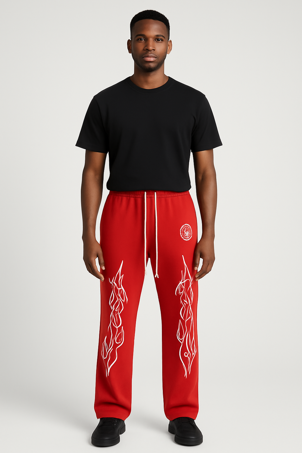 Red Flame Graphic Flared Sweatpants – Street Heat Edition