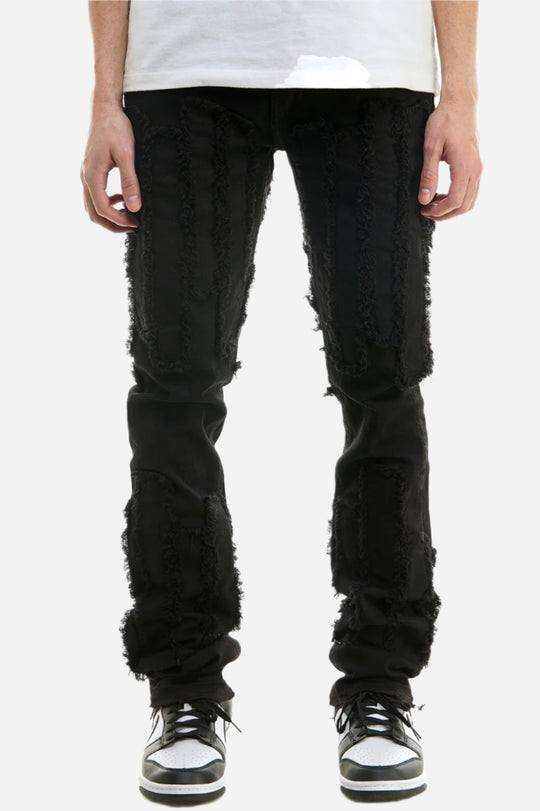 Black Vintage Panel Stacked Pants