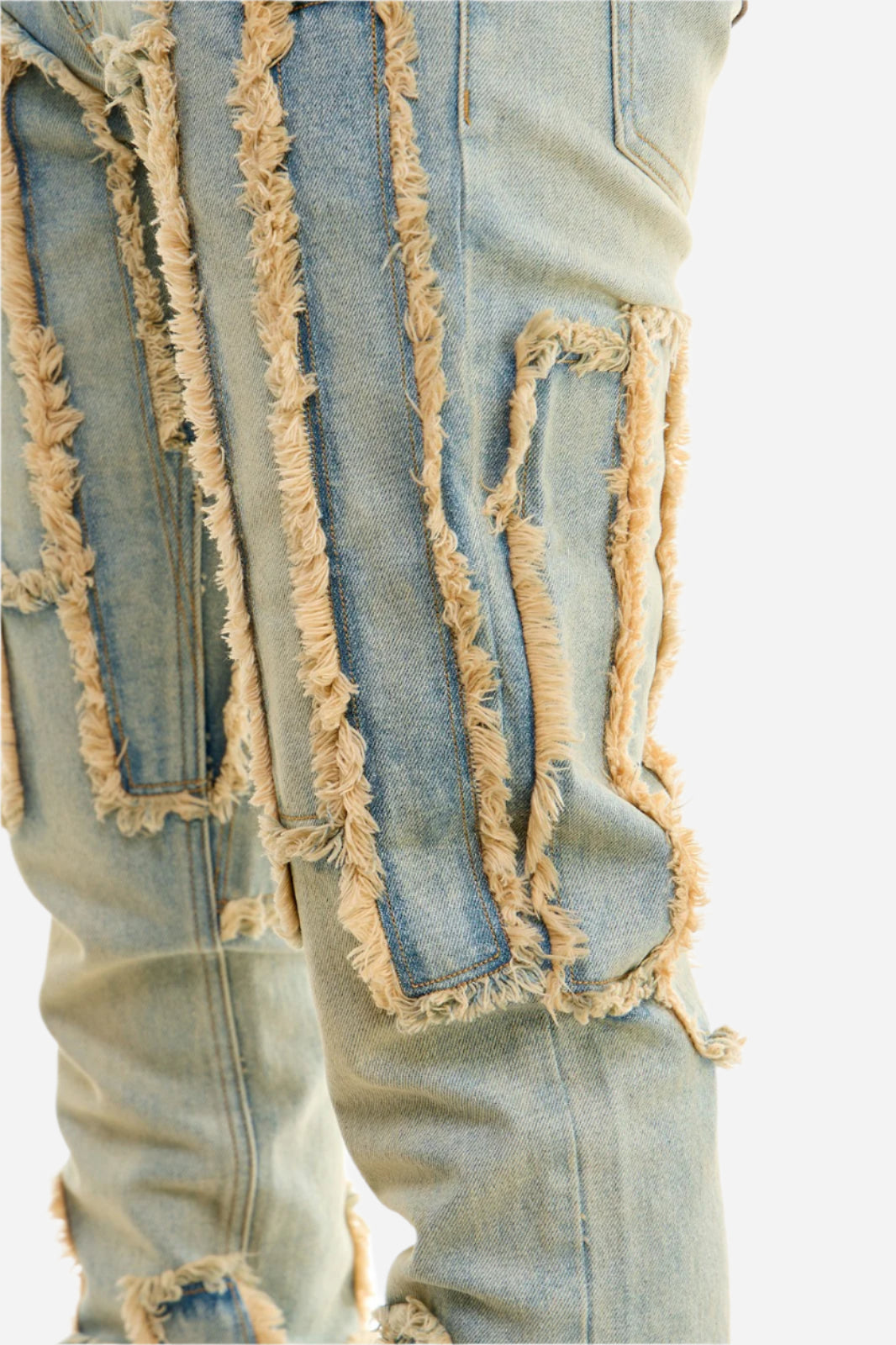 Blue Vintage Panel Stacked Jeans - Stacked Fit