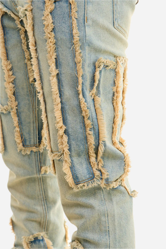 Blue Vintage Panel Stacked Jeans - Stacked Fit
