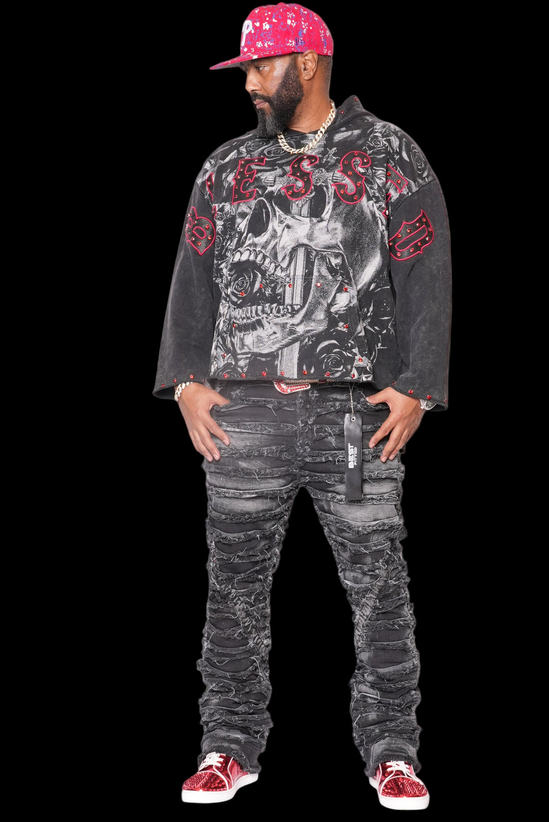 Extreme Ripped Stack Jeans - Best Fitted Black Fringe Layered Denim