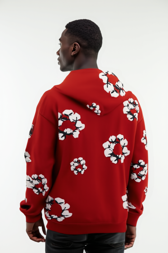 Men’s Red Floral Graphic Hoodie