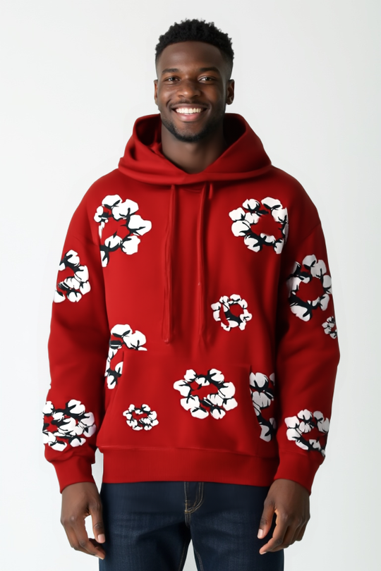 Men’s Red Floral Graphic Hoodie