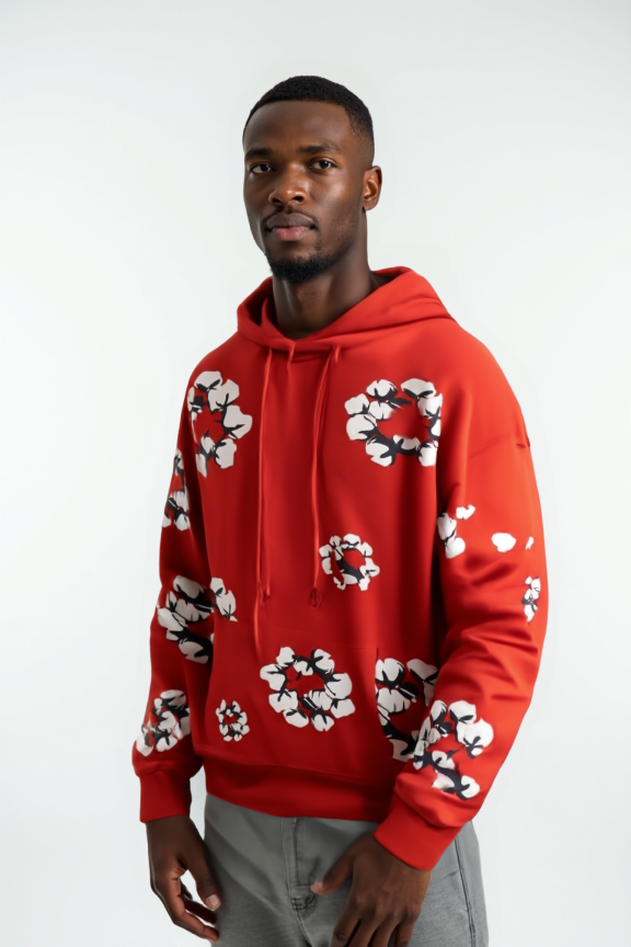Men’s Red Floral Graphic Hoodie