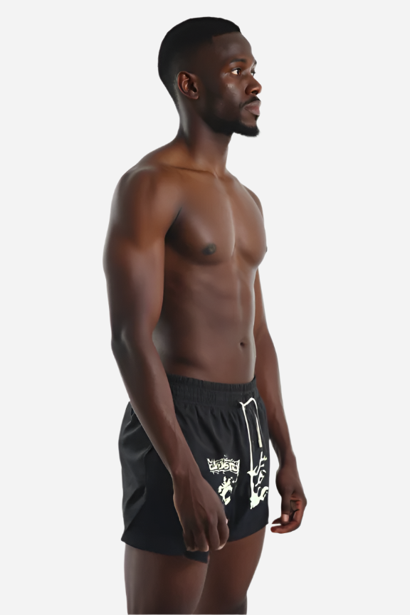 Black Om Flame Shorts