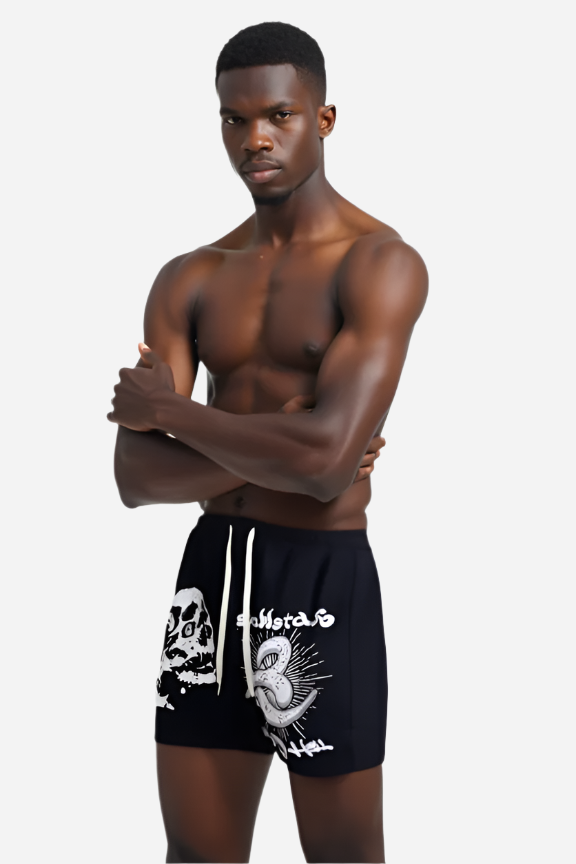 Black Skull Loops Shorts