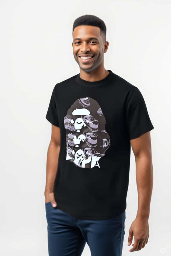 Space Camo Big Ape Black T-Shirt