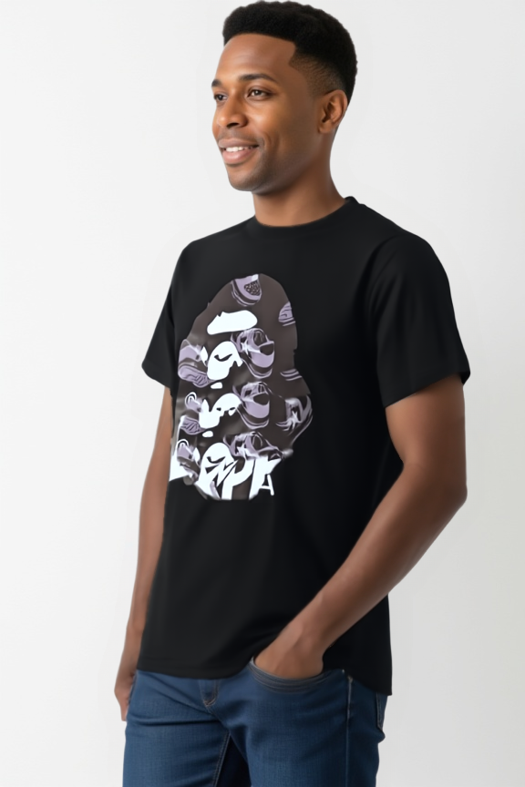 Space Camo Big Ape Black T-Shirt