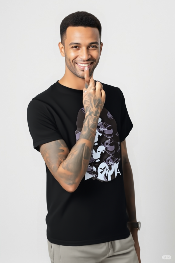 Space Camo Big Ape Black T-Shirt