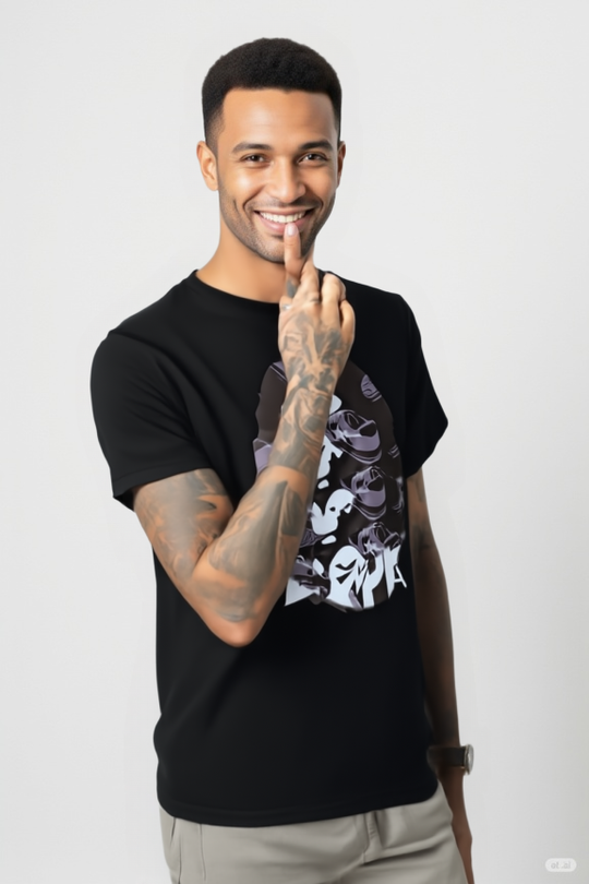 Space Camo Big Ape Black T-Shirt