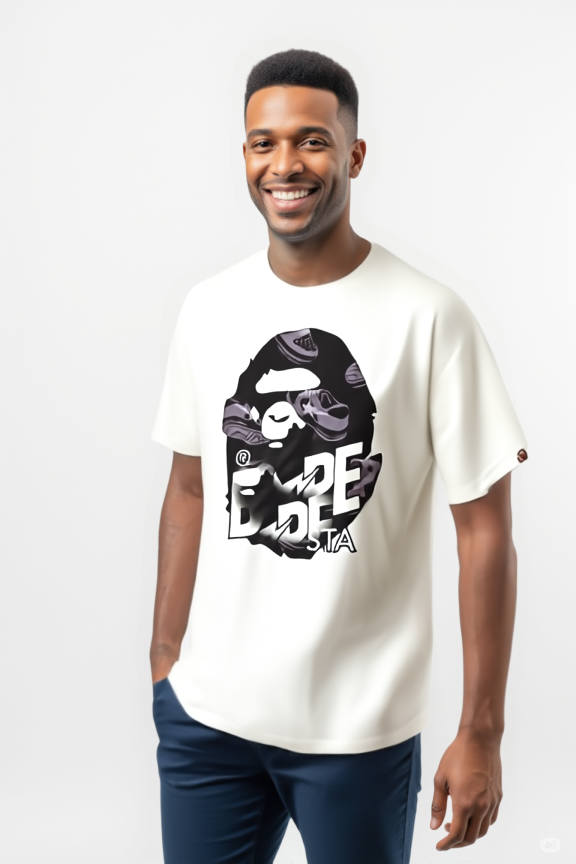 Space Camo Big Ape White T-Shirt