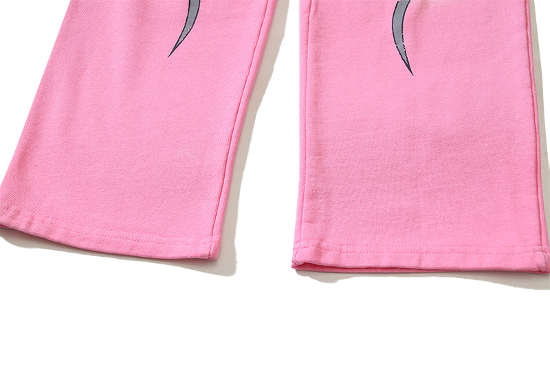 Red Flame Graphic Flared Sweatpants – Street Heat Edition