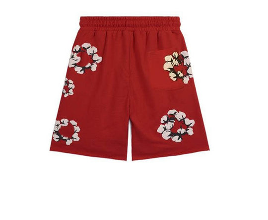 Men’s Red Floral Patch Shorts