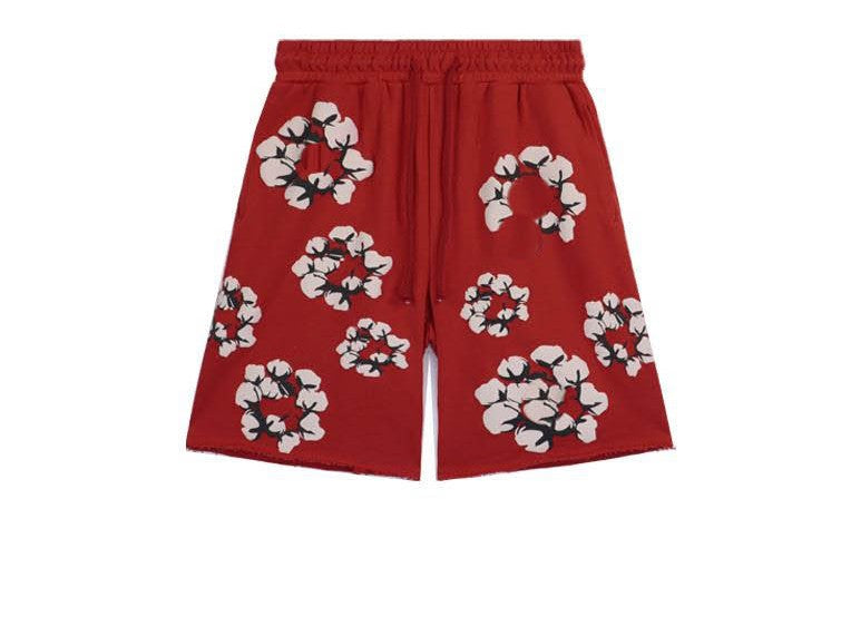 Men’s Red Floral Patch Shorts