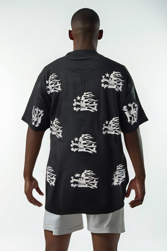 Skeleton Flames Graphic T-Shirt 