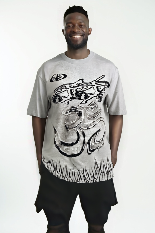 Spiritual Flame Graphic T-Shirt – Grey Streetwear Edition