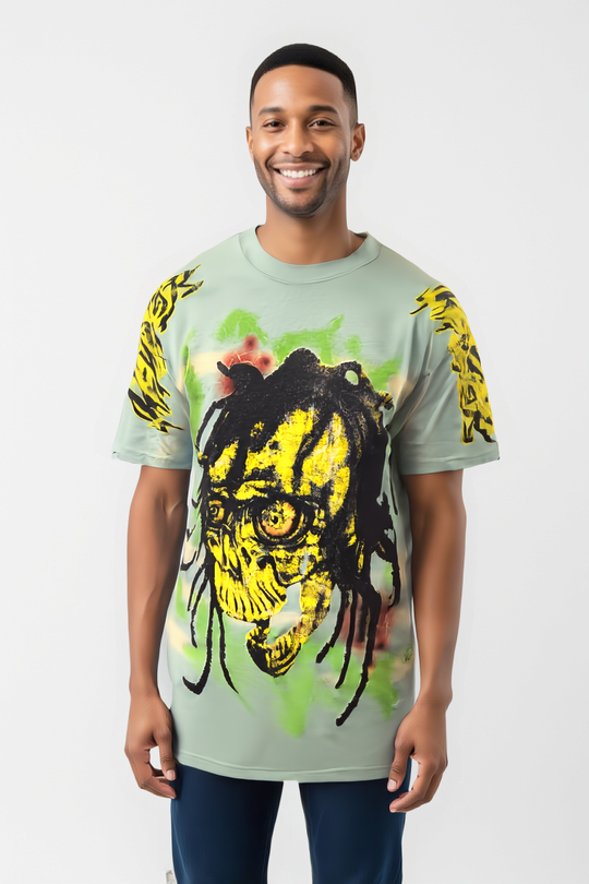 Psycho Dread Zombie Graphic T-Shirt – Mint Green Street Art Edition