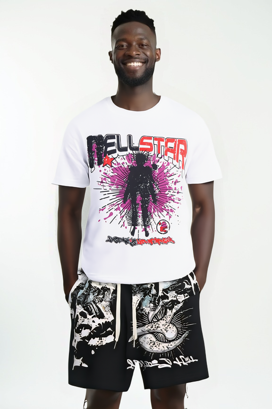 "Silhouette Burst" Graphic T-Shirt – White Streetwear Drop