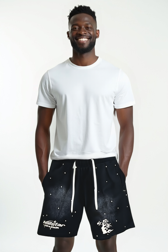 SELLSTAR Flame Logo Dot Shorts – Black Streetwear Edition