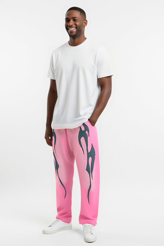 Red Flame Graphic Flared Sweatpants – Street Heat Edition