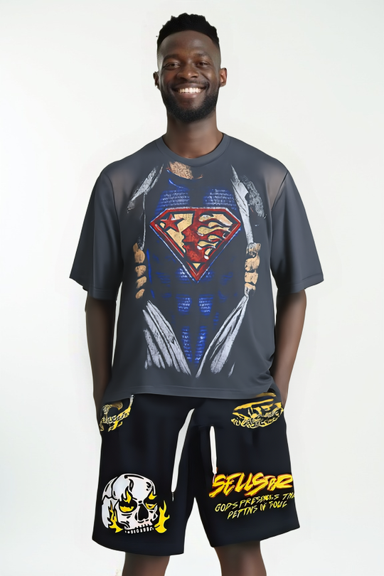 Superhero Core Reveal Graphic T-Shirt – Grey Muscle Illusion Edition
