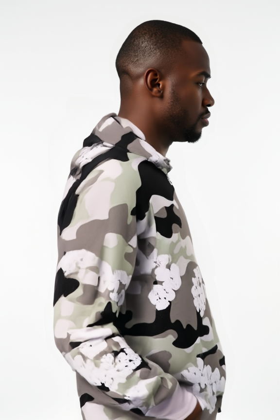 Men’s Camo Floral Hoodie – Urban Streetwear Pullover for  Style
