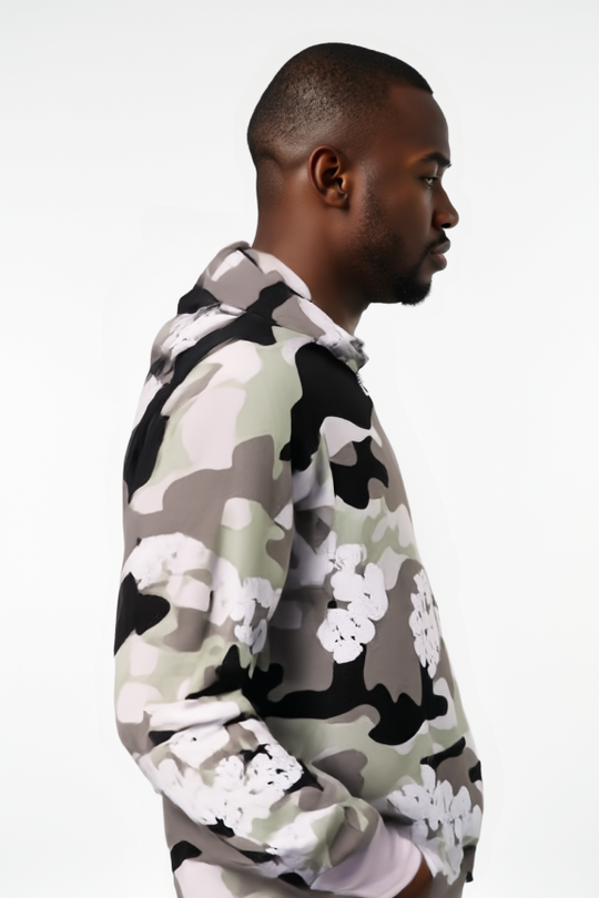 Men’s Camo Floral Hoodie – Urban Streetwear Pullover for  Style