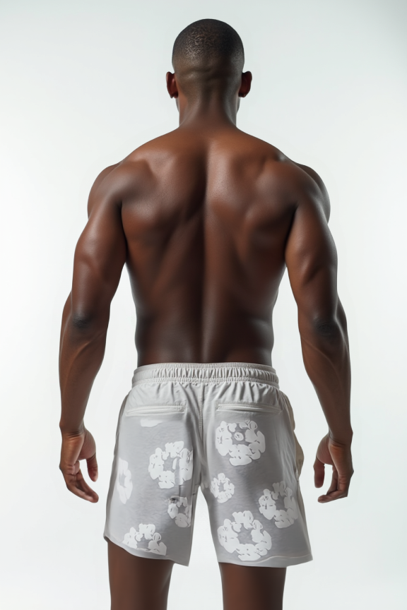 Men’s Gray Flower Print Shorts