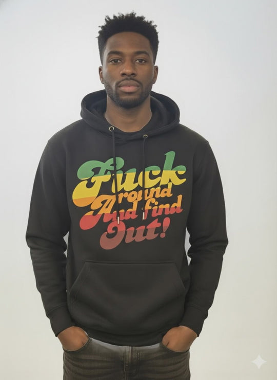 Rasta Retro Graphic Hoodie | Vibe Check "F*ck Around" Black Sweatshirt