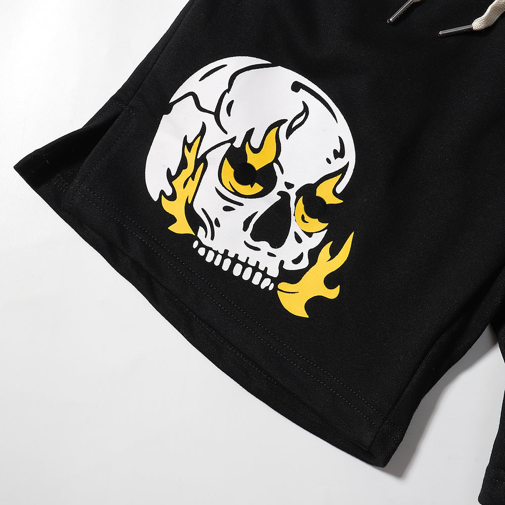 SELLSTAR Flame Skull Graphic Shorts – Black Statement Edition