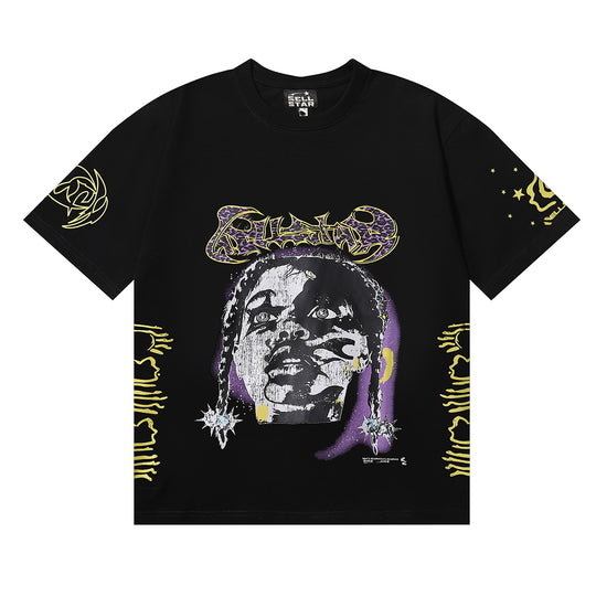 “Celestial Vision” Graffiti Art T-Shirt – Black Cosmic Streetwear