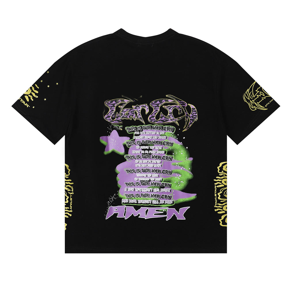 “Celestial Vision” Graffiti Art T-Shirt – Black Cosmic Streetwear