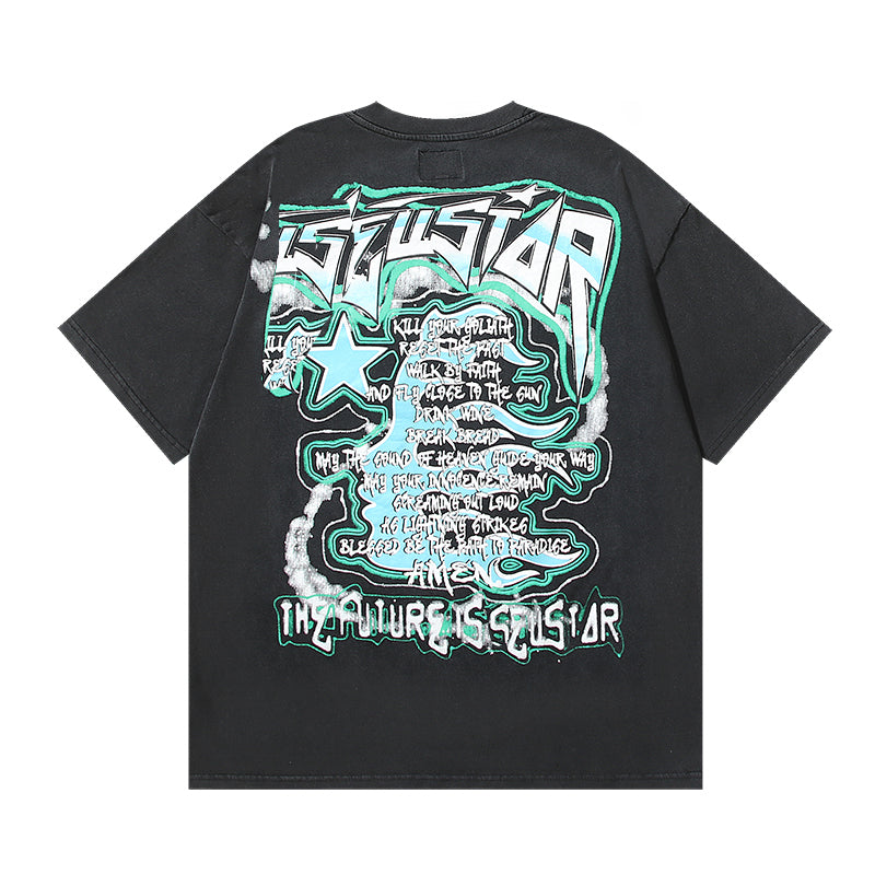 black graphic t-shirt