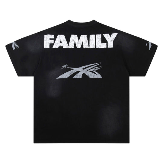 Flame Face Graphic T-Shirt – Black Distressed Edition