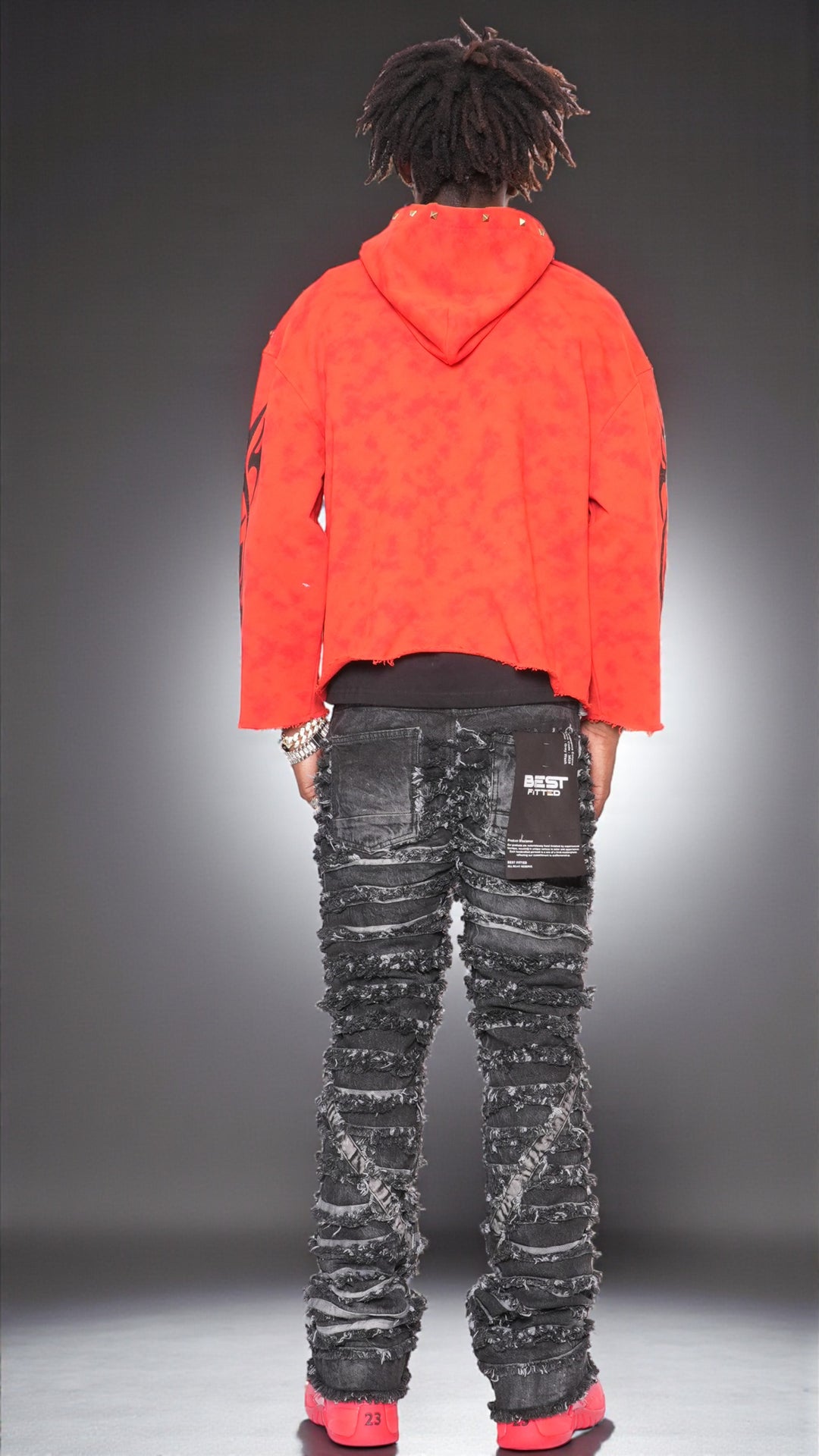 Extreme Ripped Stack Jeans - Best Fitted Black Fringe Layered Denim