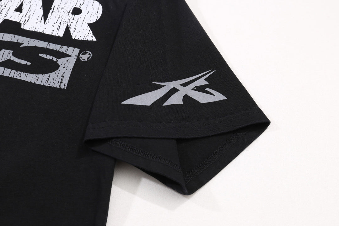 Flame Face Graphic T-Shirt – Black Distressed Edition