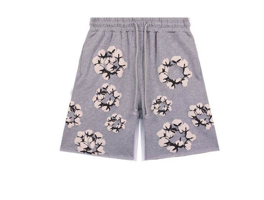Men’s Gray Floral Embroidered Shorts – Urban Fit